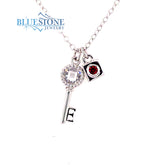 Silver Key and Charm Necklace with Chain